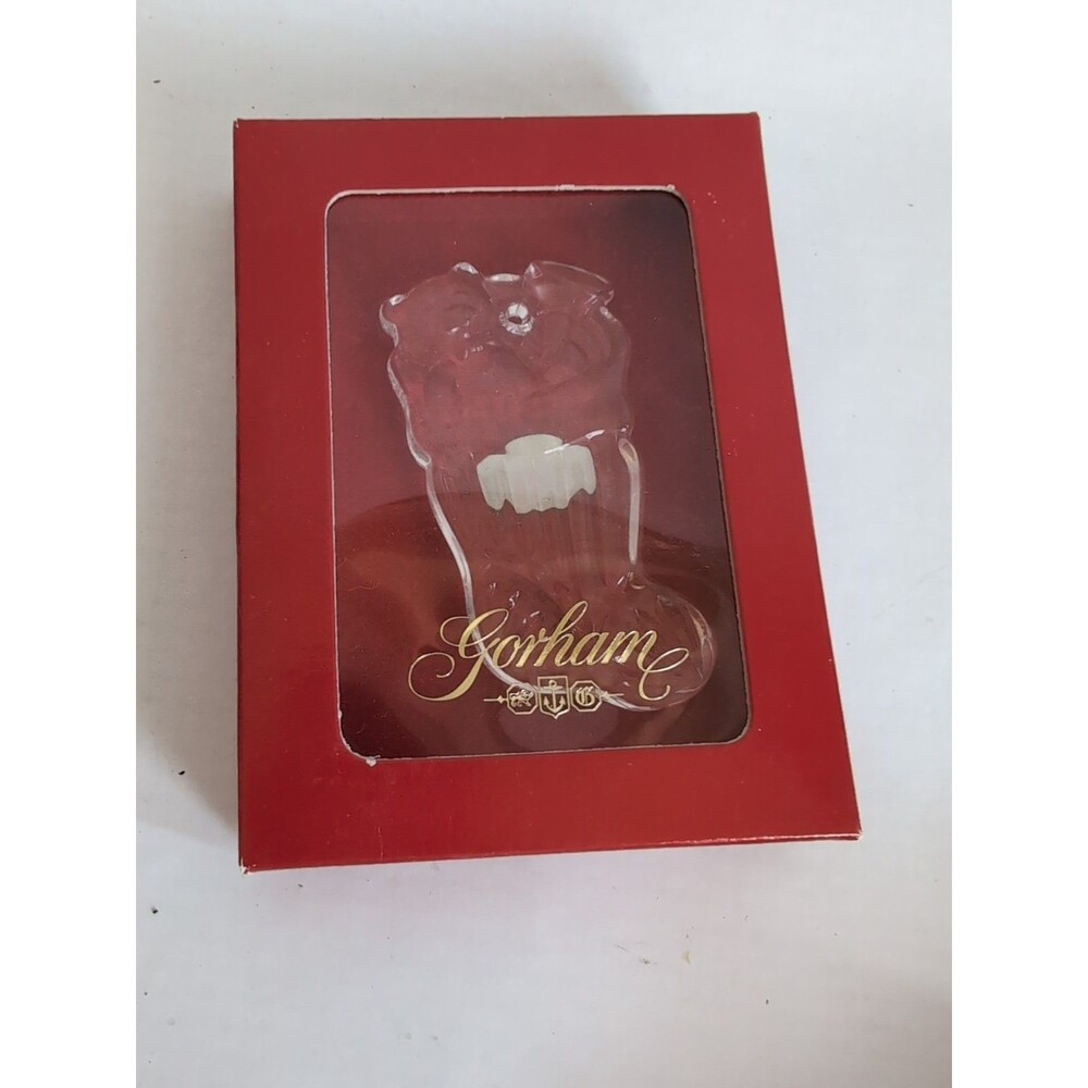 Gorham Crystal Christmas Stocking Ornament New in Box